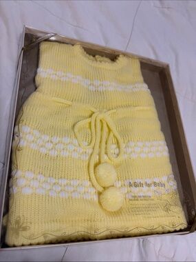Vintage 1976 Knit Baby Sweater NOS/New Old Stock Maize Yellow New in Box